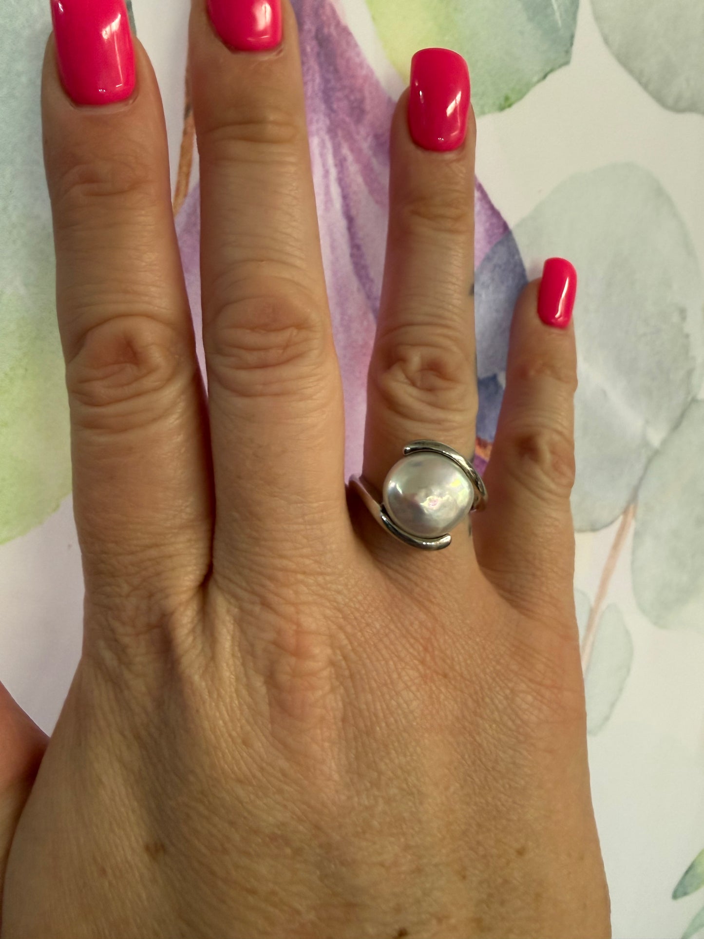 Coin Pearl Silver Ring | Queen Bee Boutique