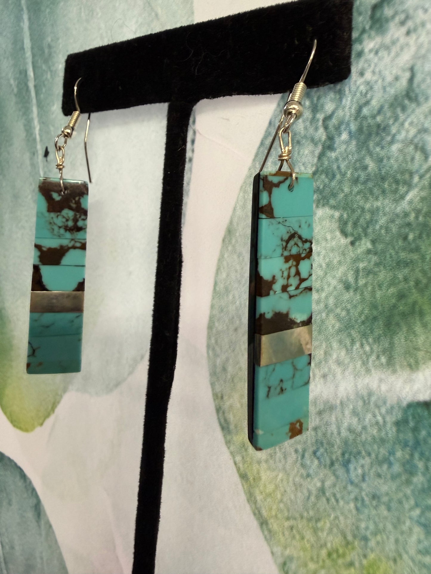 Navajo Handmade Sterling Silver Bar Drop Earrings | Lightweight & Backed