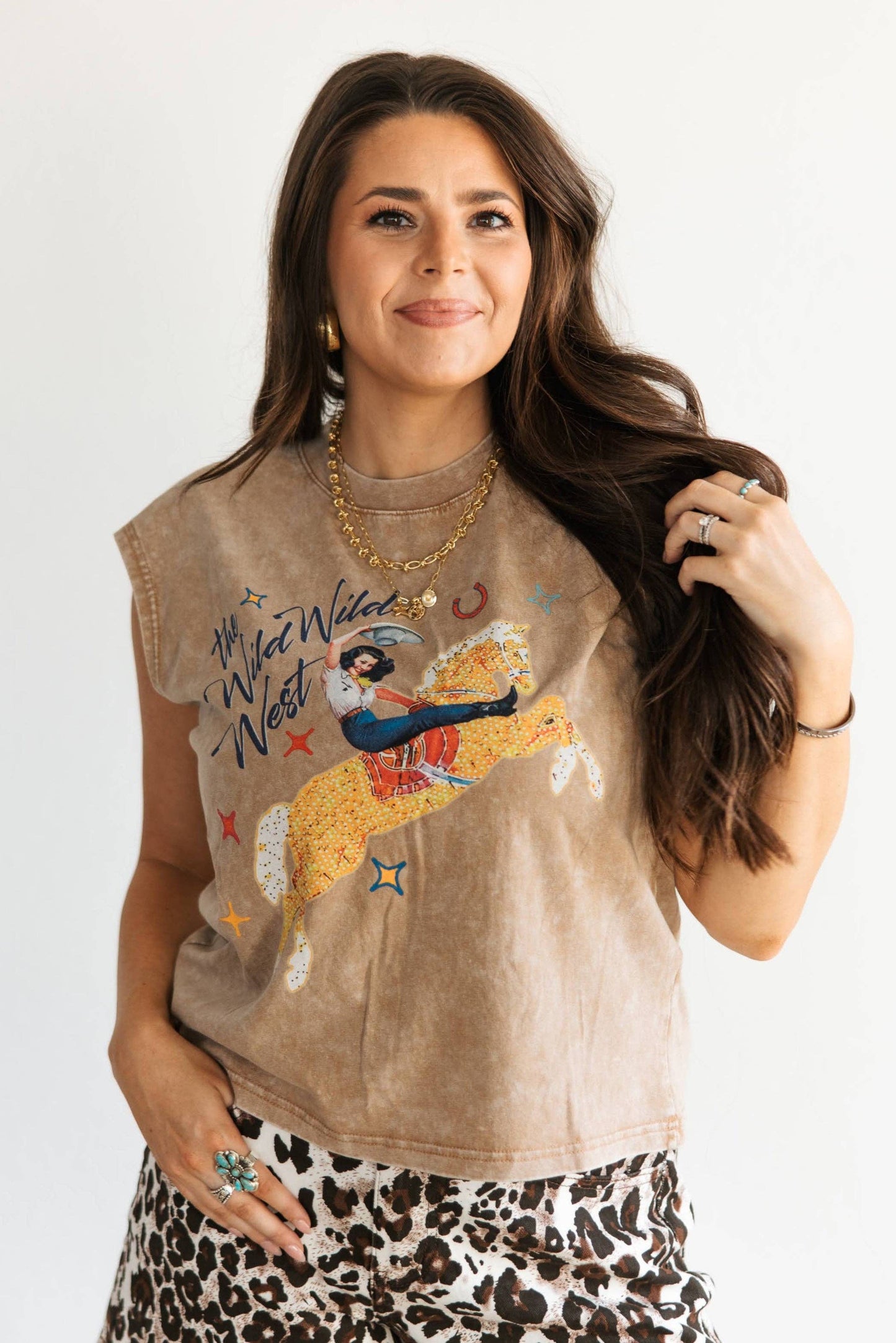 THE WILD WILD WEST TEE COWGIRL BOHO RODEO CHIC | Queen Bee Boutique