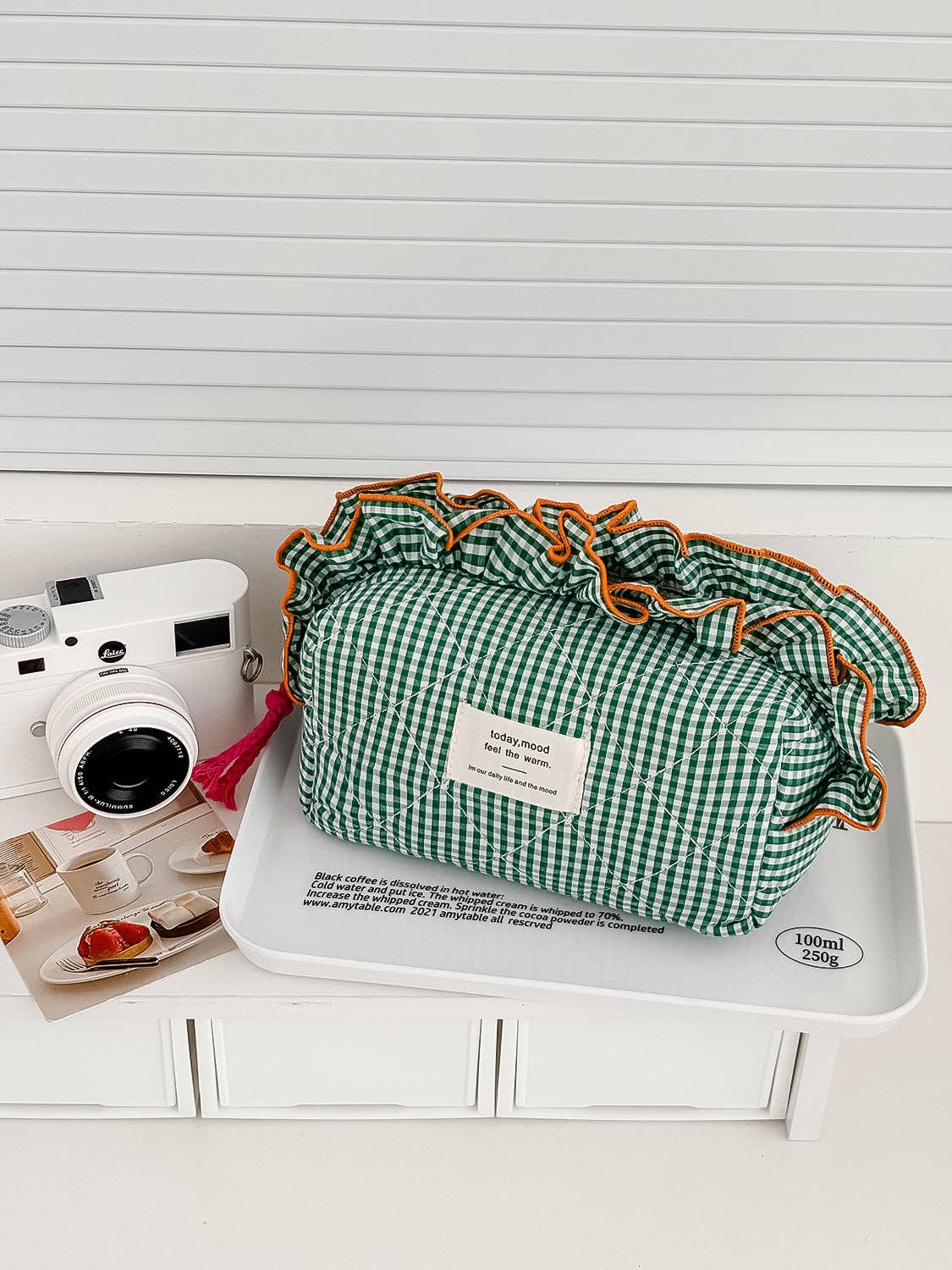 Ruffle Top Quilted Makeup Bag | Queen Bee Boutique
