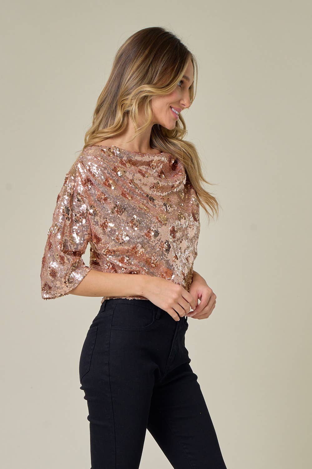 GOLD DROP HOLIDAY SEQUIN TOP