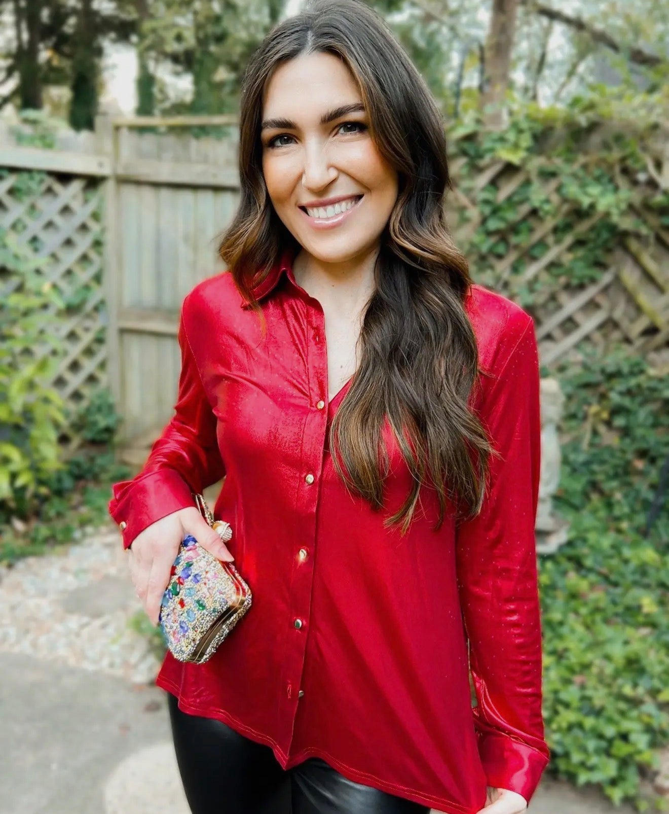 Fire Engine Red Shine Top