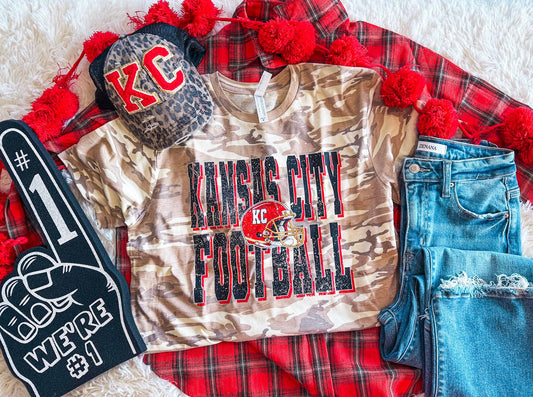 KANSAS CITY FOOTBALL CAMO TEE | QUEEN BEE BOUTIQUE