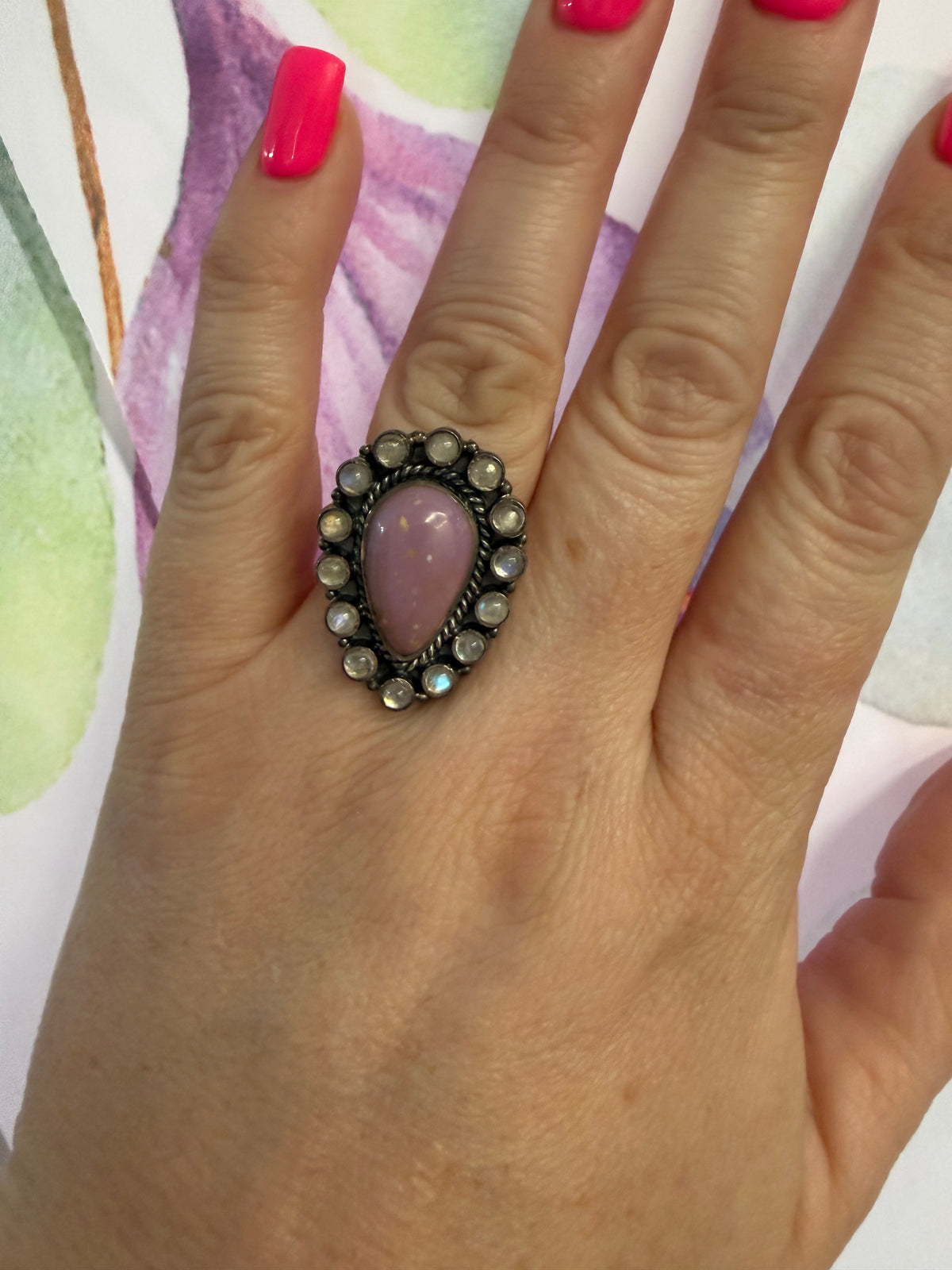 Purple Jasper TearDrop MoonStone Cluster RIng | Queen Bee Boutique