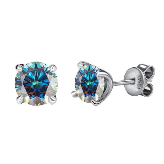 Color Moissanite Wedding Stud Earring in 925