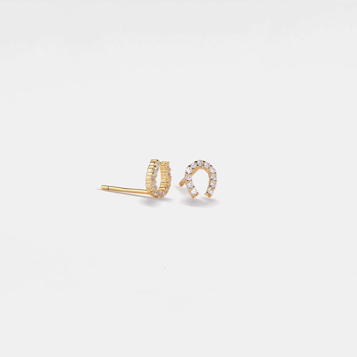 Tiny Small Horseshoe Stud Earrings in 925 Sterling Silver