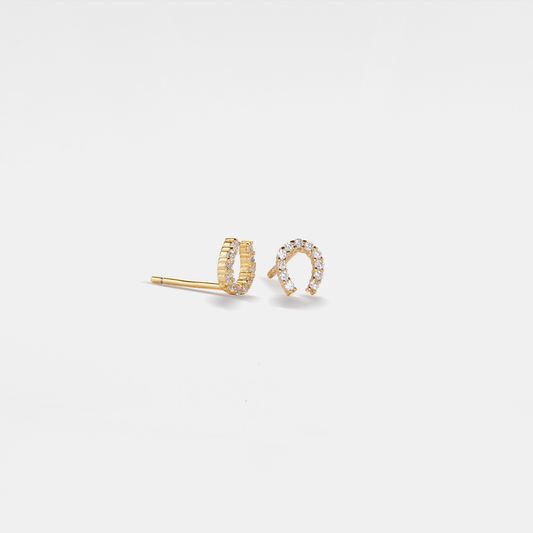 Tiny Small Horseshoe Stud Earrings in 925 Sterling Silver