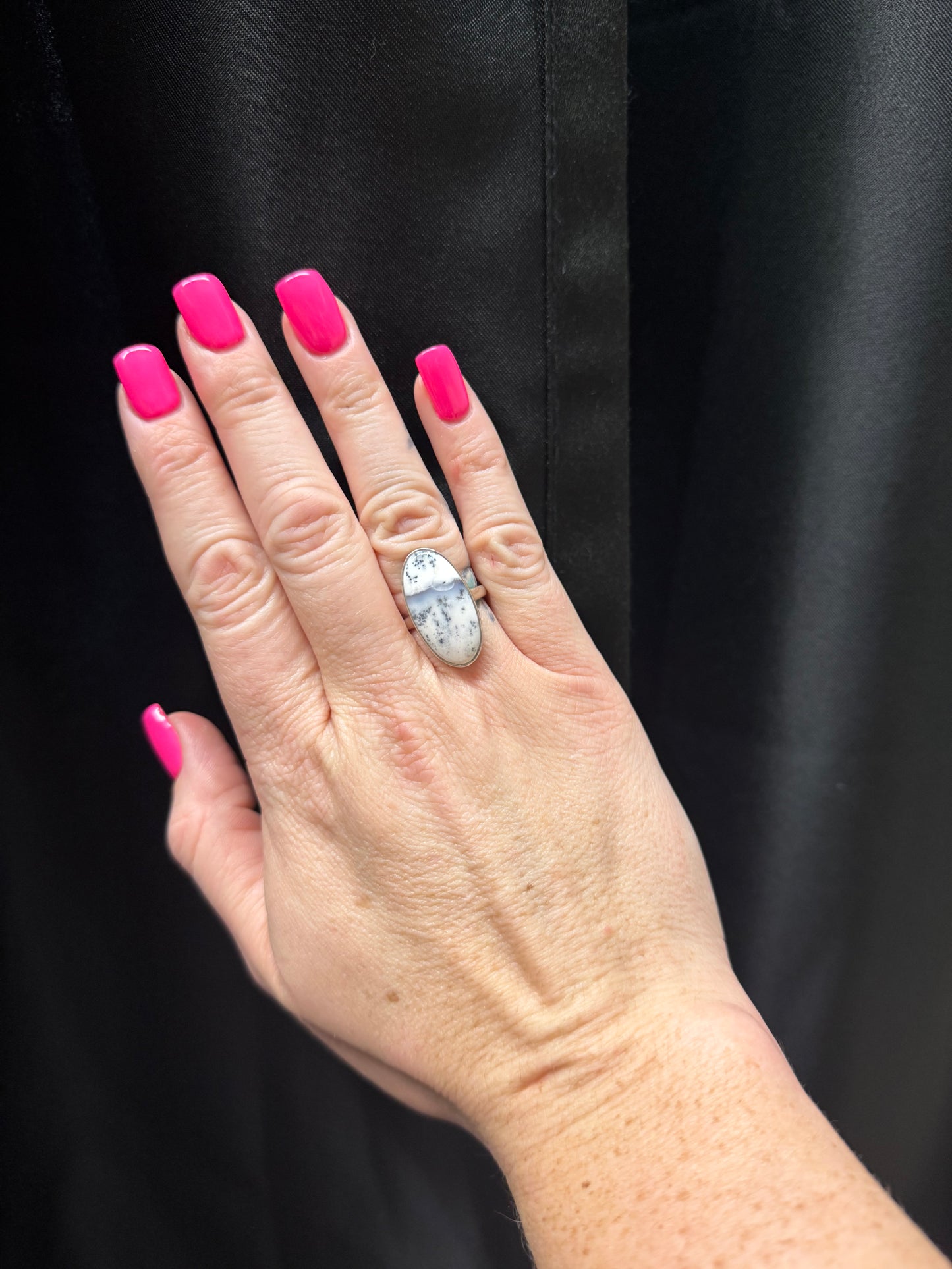 White Dendritic Opal Ring | Queen Bee Boutique