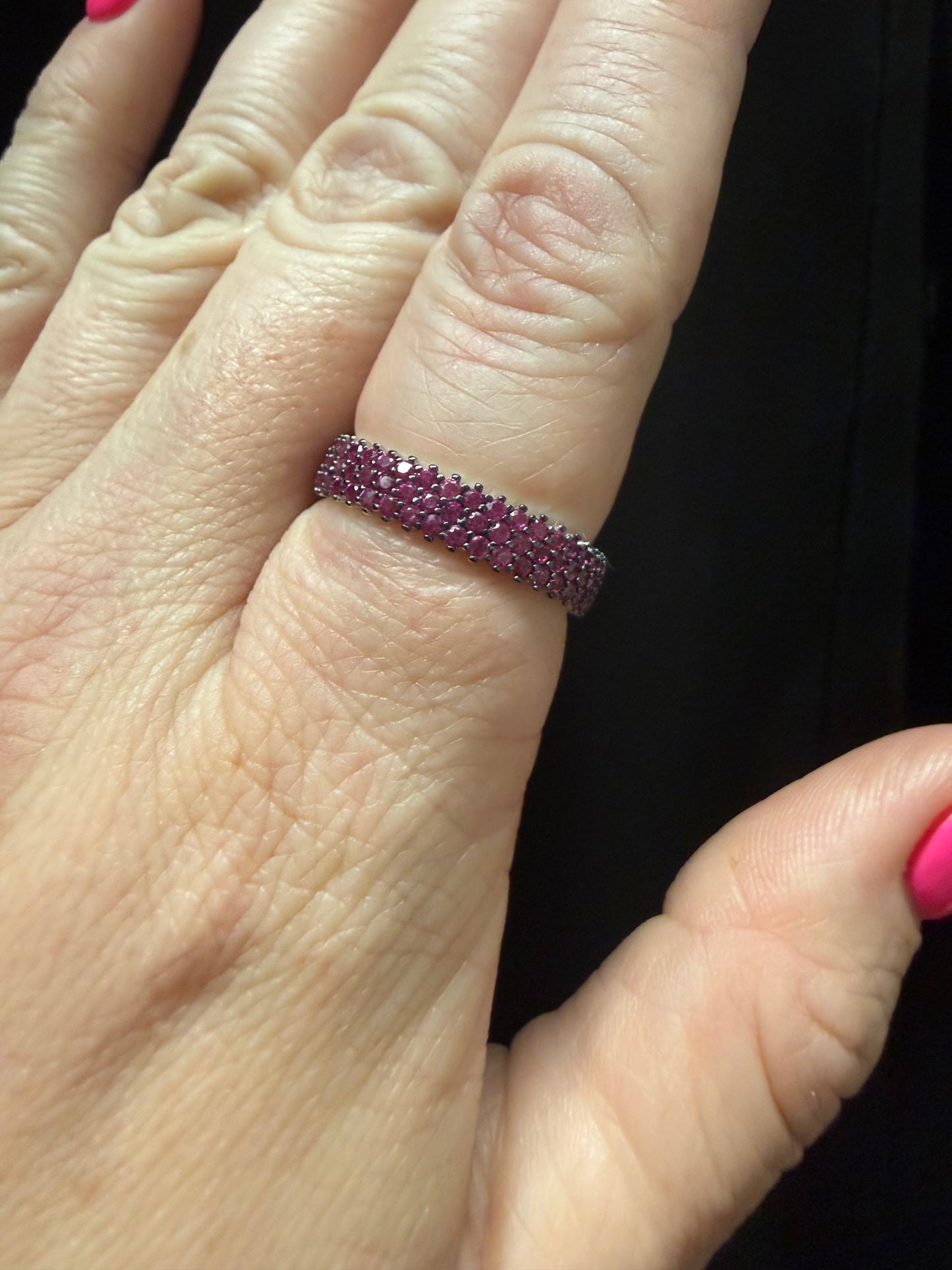 F.R. 3 Row Pink Band Ring | Queen Bee Boutique