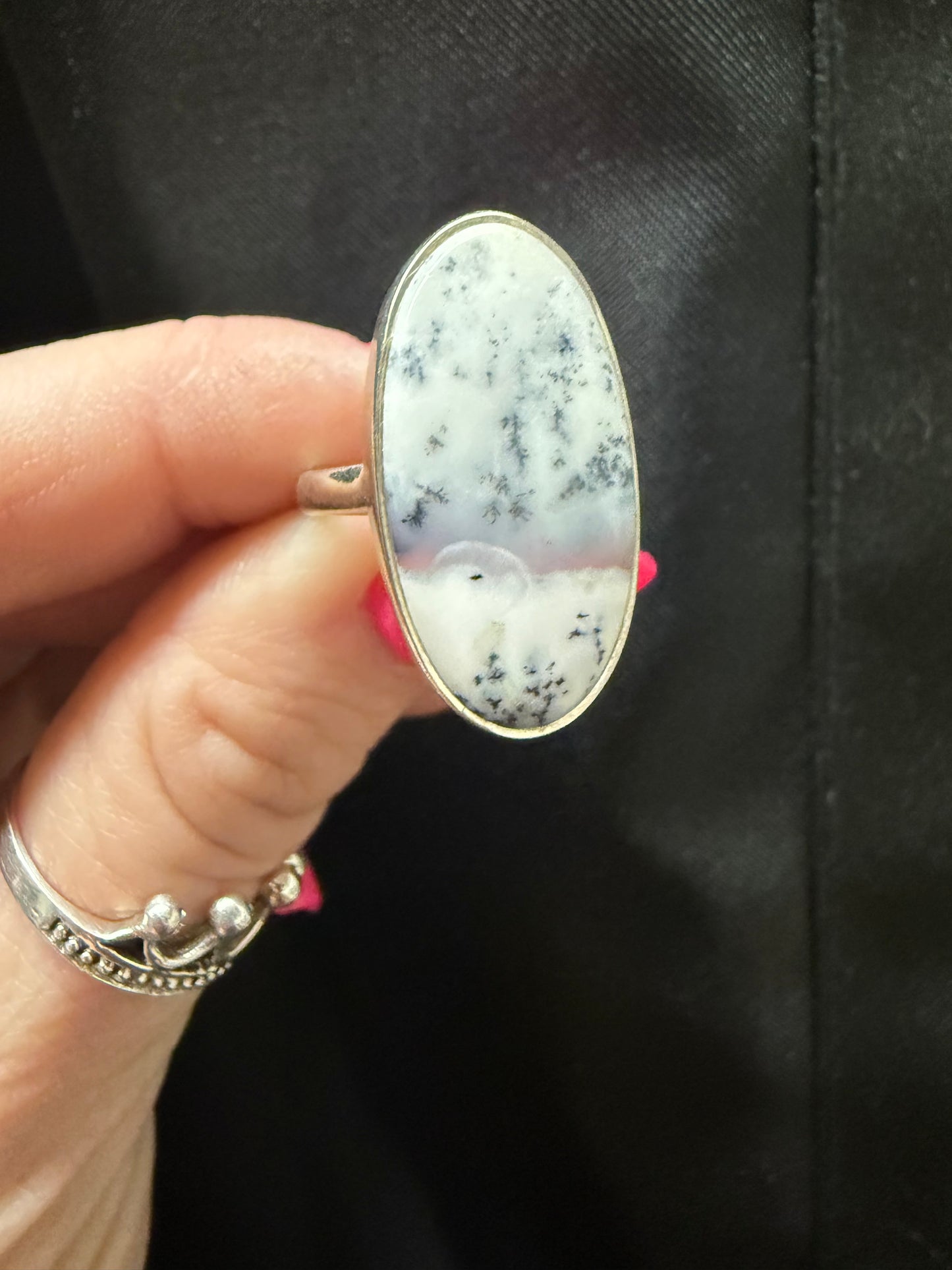 White Dendritic Opal Ring | Queen Bee Boutique