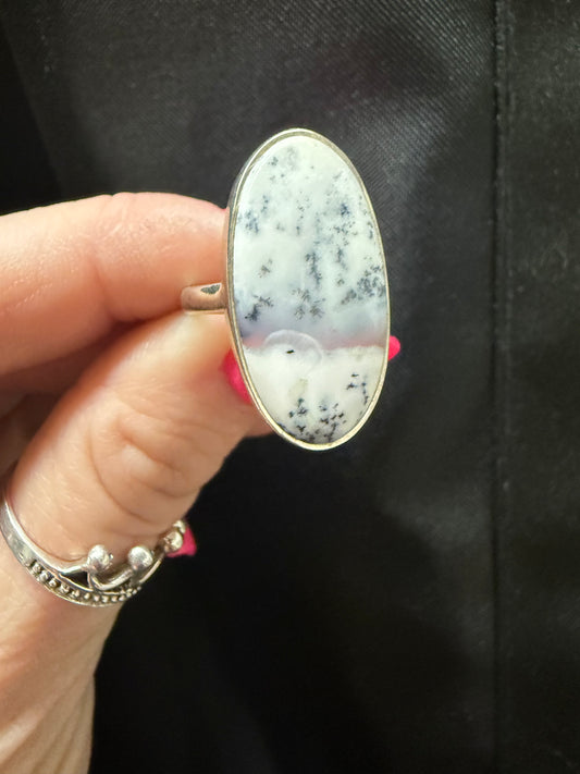 White Dendritic Opal Ring | Queen Bee Boutique