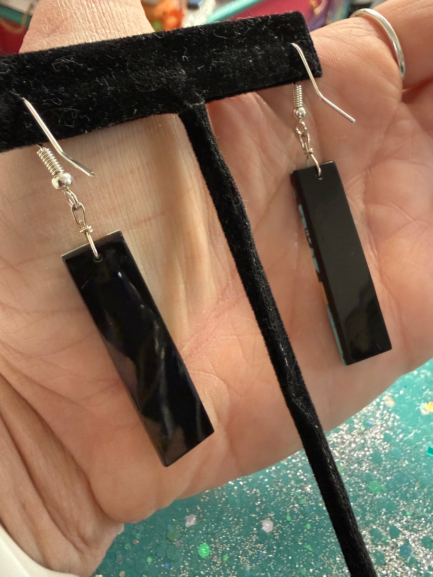 Navajo Handmade Sterling Silver Bar Drop Earrings | Lightweight & Backed