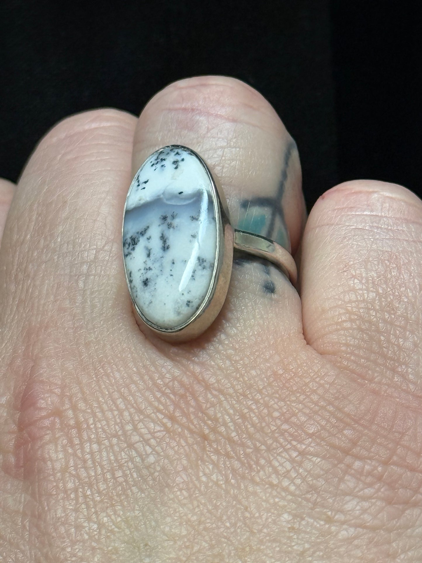 White Dendritic Opal Ring | Queen Bee Boutique