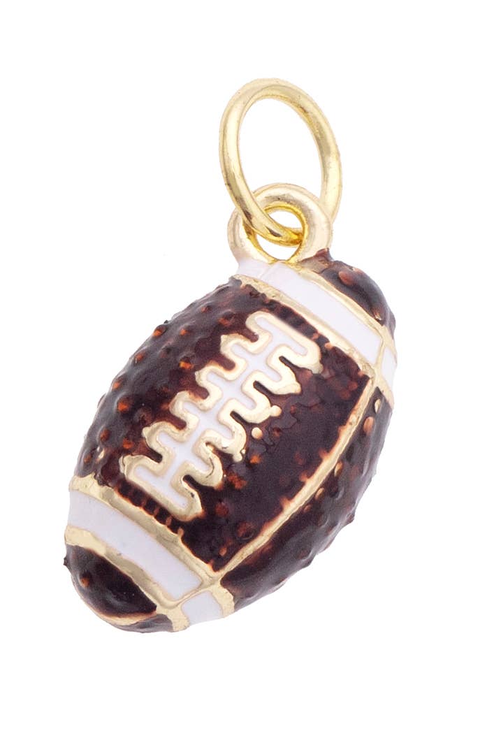 Pave 3-D Football Charm in Brown & White