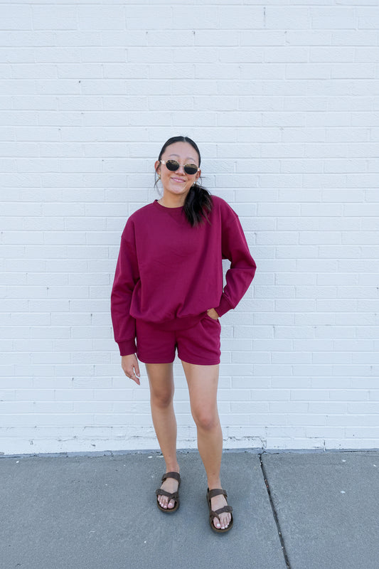 Cozy Fleece Sweatshirt and Shorts Set| Queen Bee Boutique