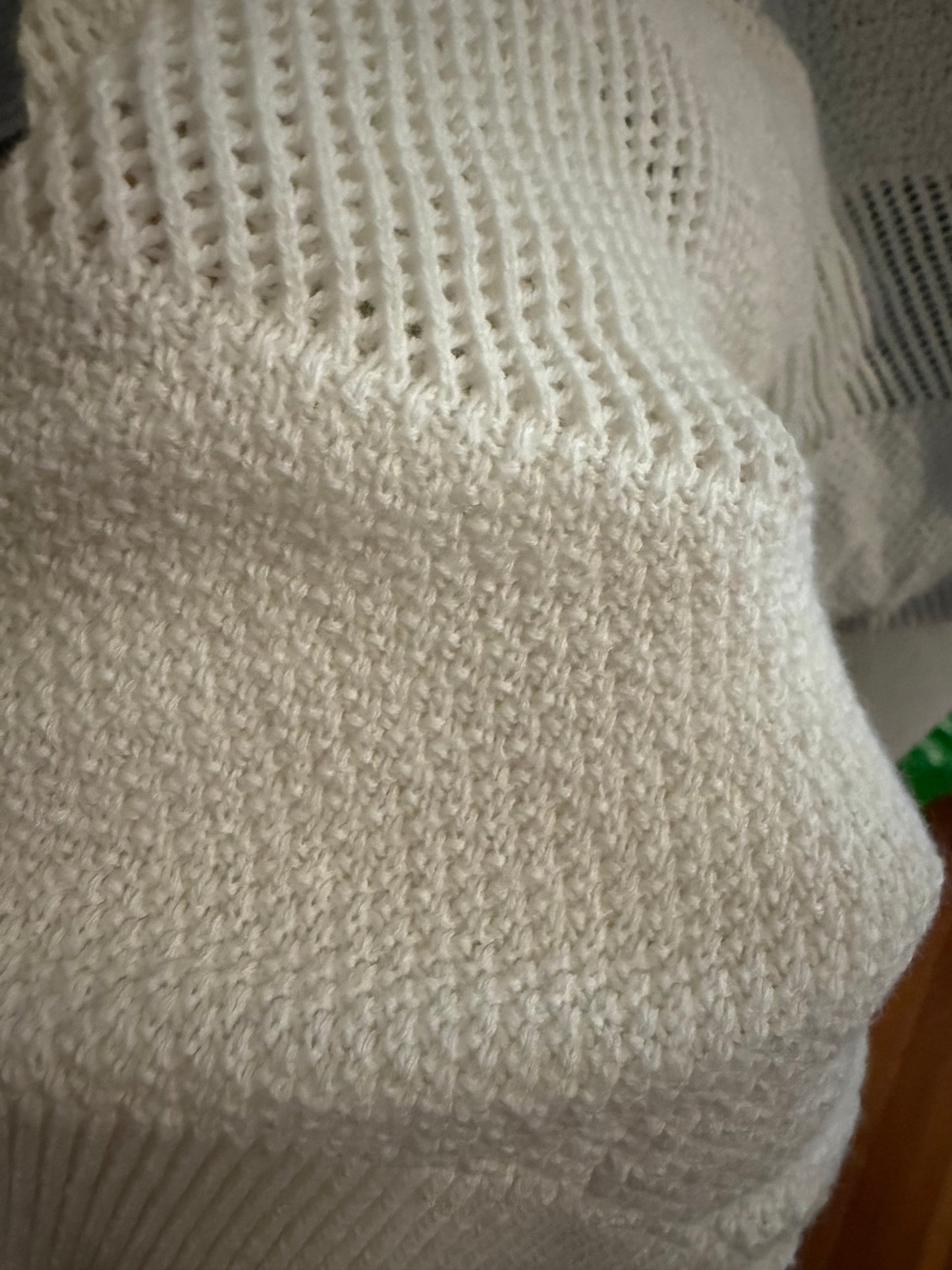 Off White Open Knit Top 1/2 Zip | Queen Bee Boutique