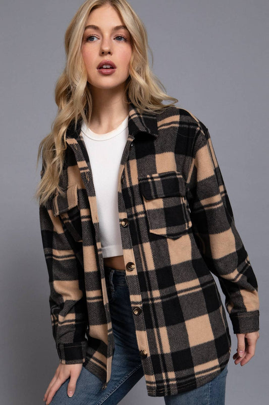 It Girl Checkered Fleece Shacket