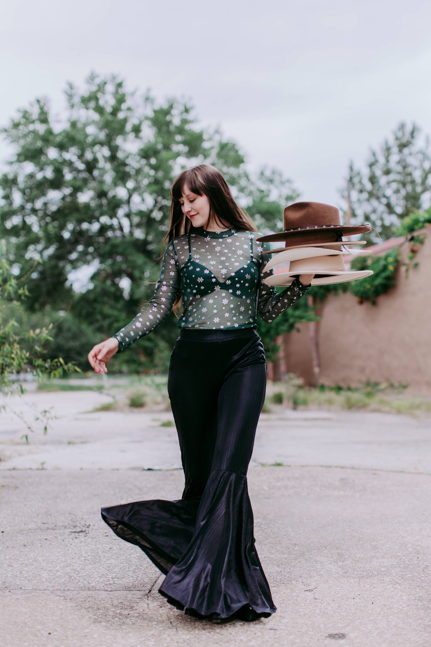 Sparkle Foil Snowflake Mesh Top