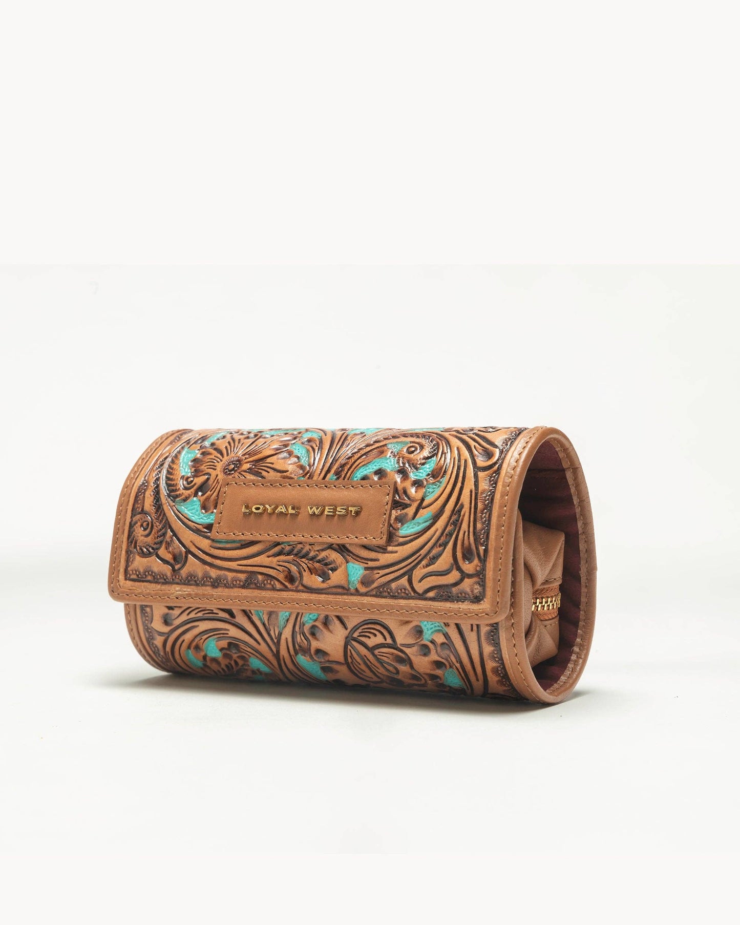 Canyon Jewellery Case Handtooled Leather - Whiskey & Water