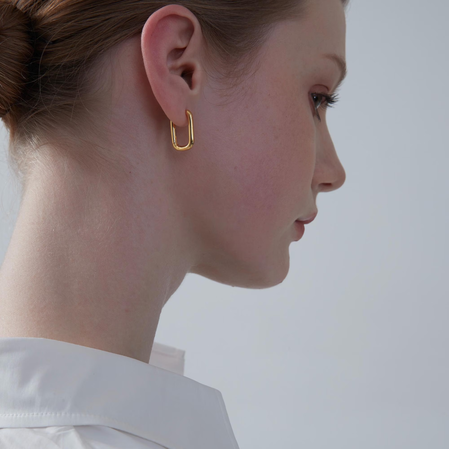 Minimalist Rectangular Hoop Earrings in 925 Sterling Silver