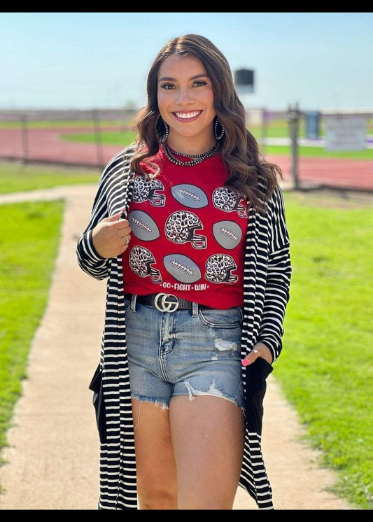 Red GO FIGHT WIN Gameday School Spirit Tee
