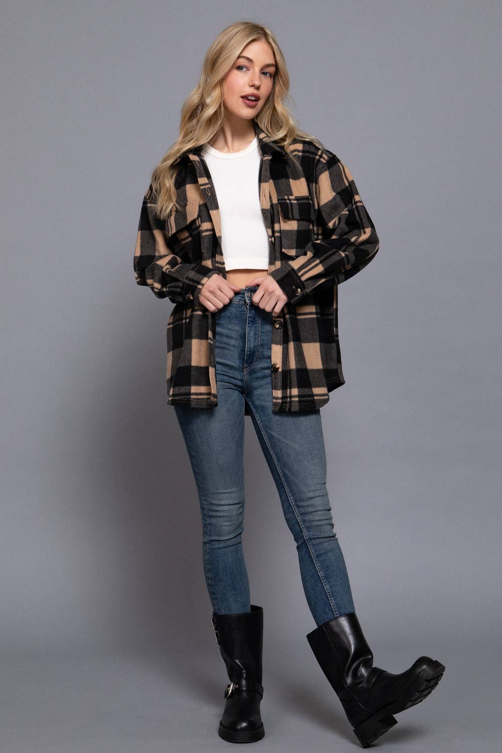 It Girl Checkered Fleece Shacket