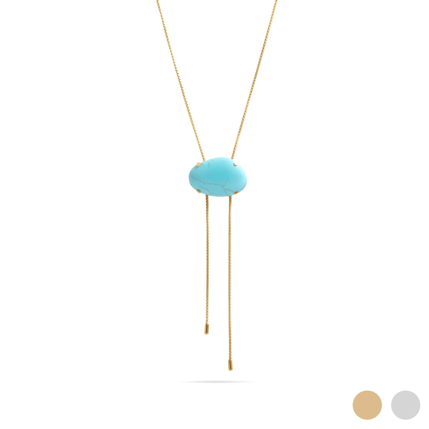18K Stainless Steel Turquoise Charm Bolo Necklace | Queen Bee Boutique