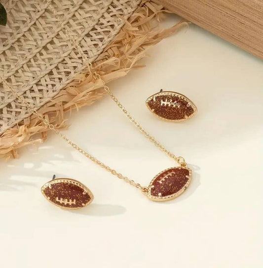 Football Matching Earrings + Necklace Set