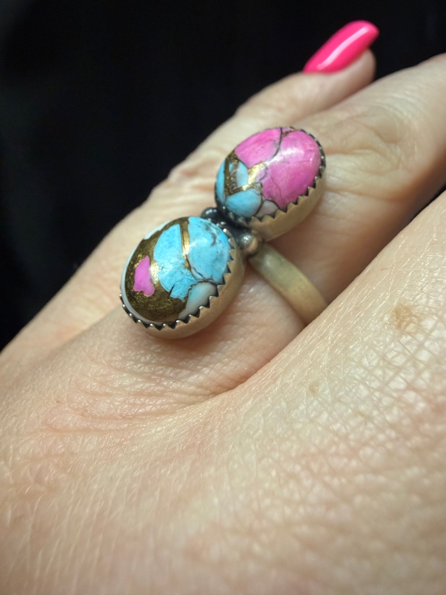 2 Stone Oval Cotton Candy Ring | Queen Bee Boutique