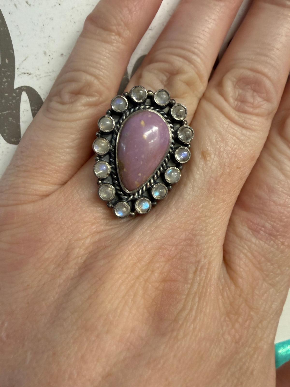 Purple Jasper TearDrop MoonStone Cluster RIng | Queen Bee Boutique