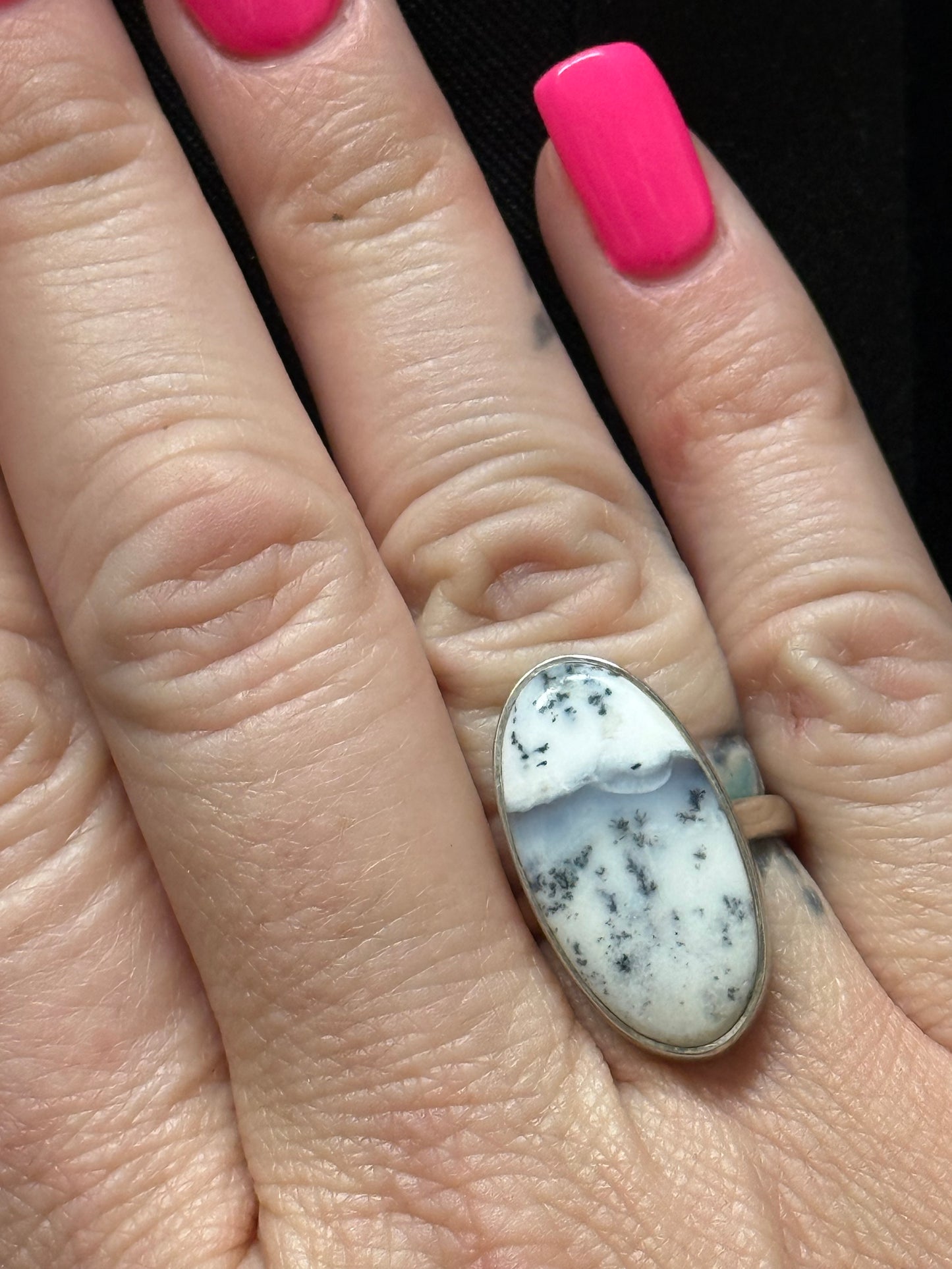 White Dendritic Opal Ring | Queen Bee Boutique