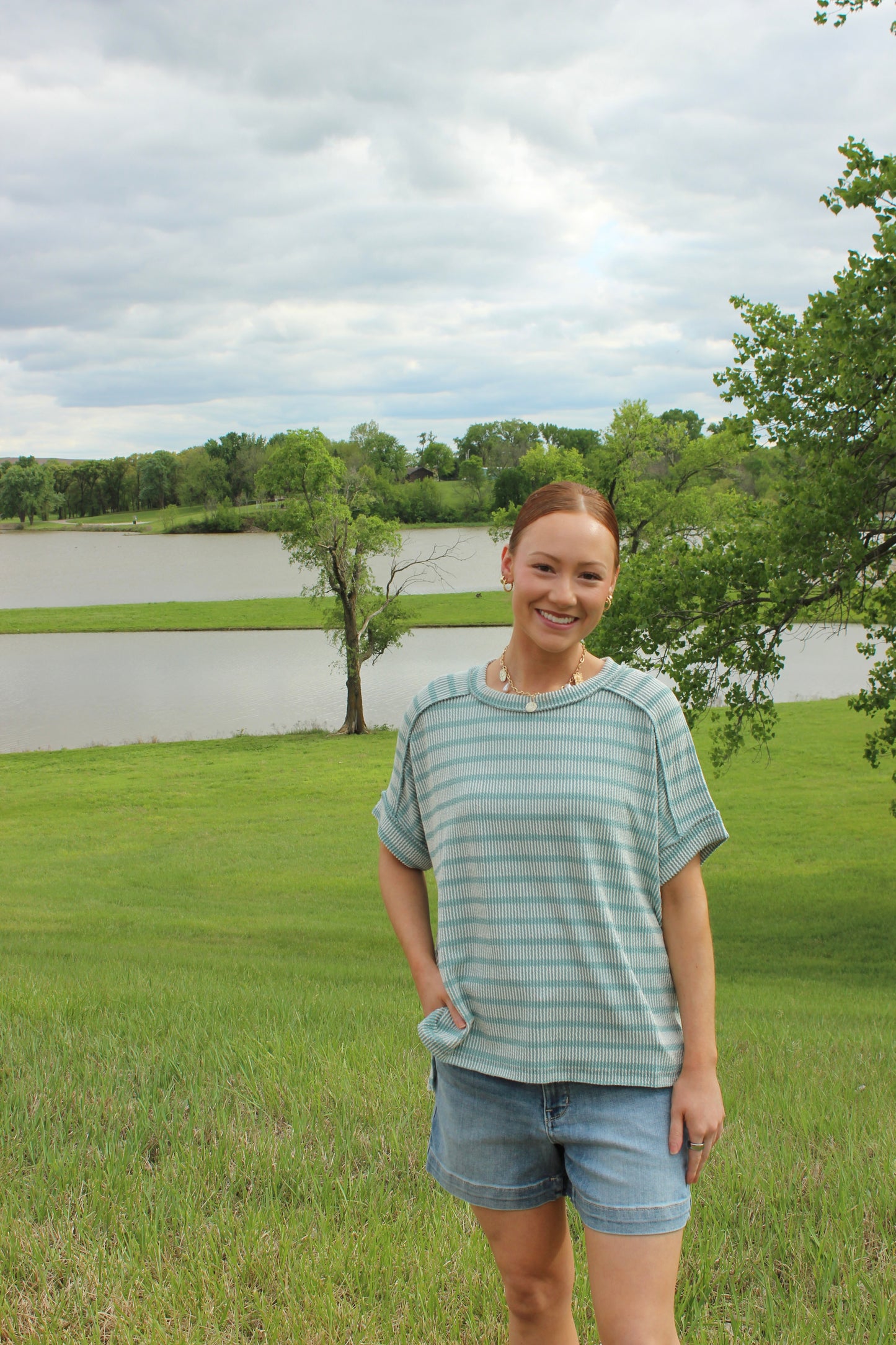 Ribbed Striped Exposed Seam Top Comfort Dolman Sleeve | Queen Bee Boutique