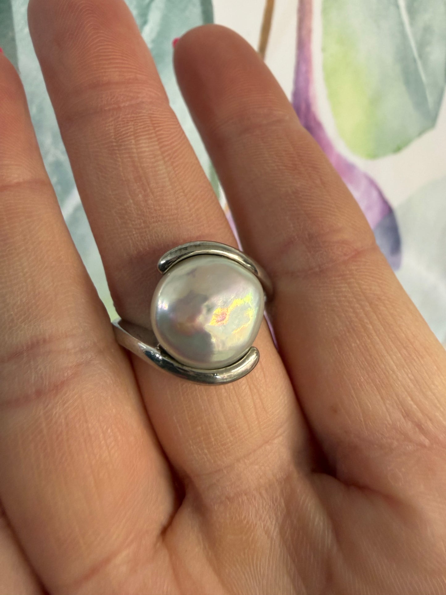 Coin Pearl Silver Ring | Queen Bee Boutique