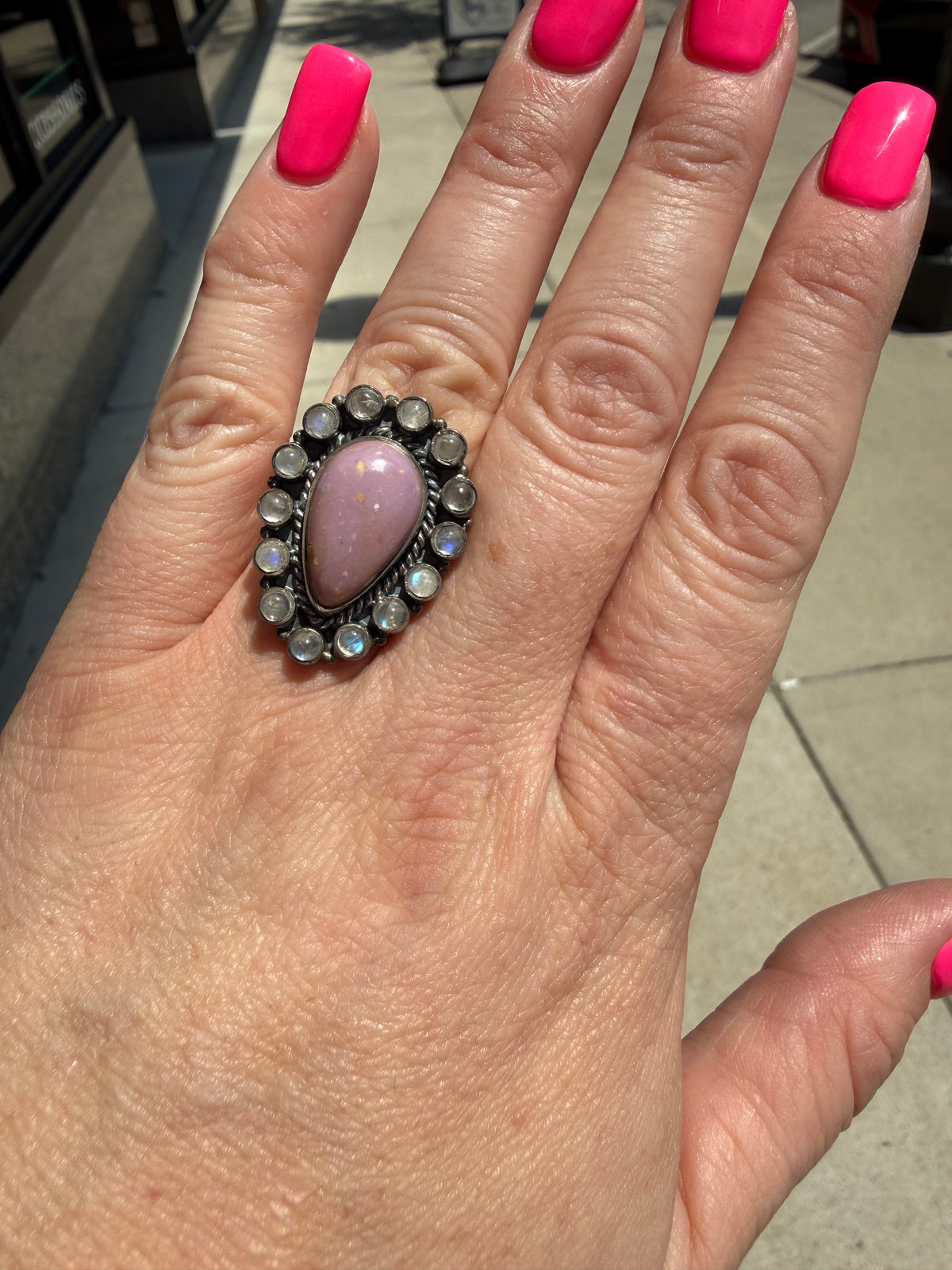 Purple Jasper TearDrop MoonStone Cluster RIng | Queen Bee Boutique