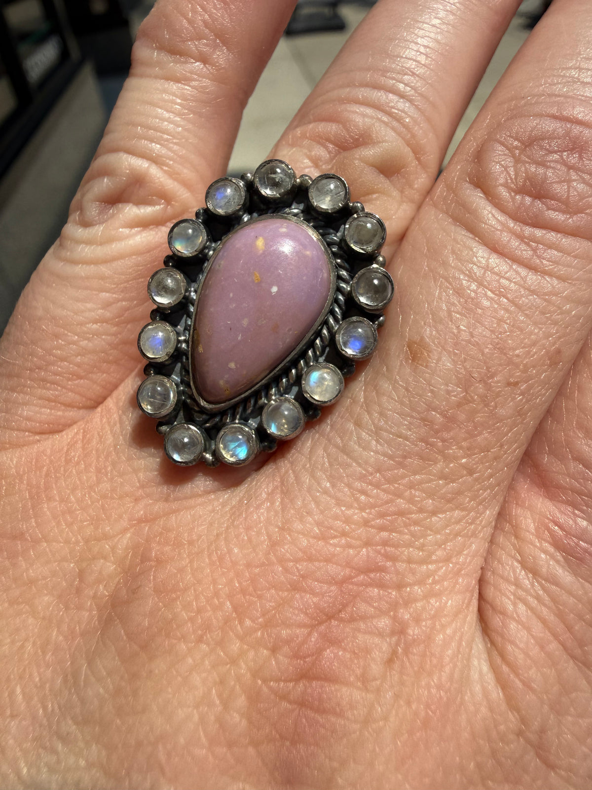 Purple Jasper TearDrop MoonStone Cluster RIng | Queen Bee Boutique