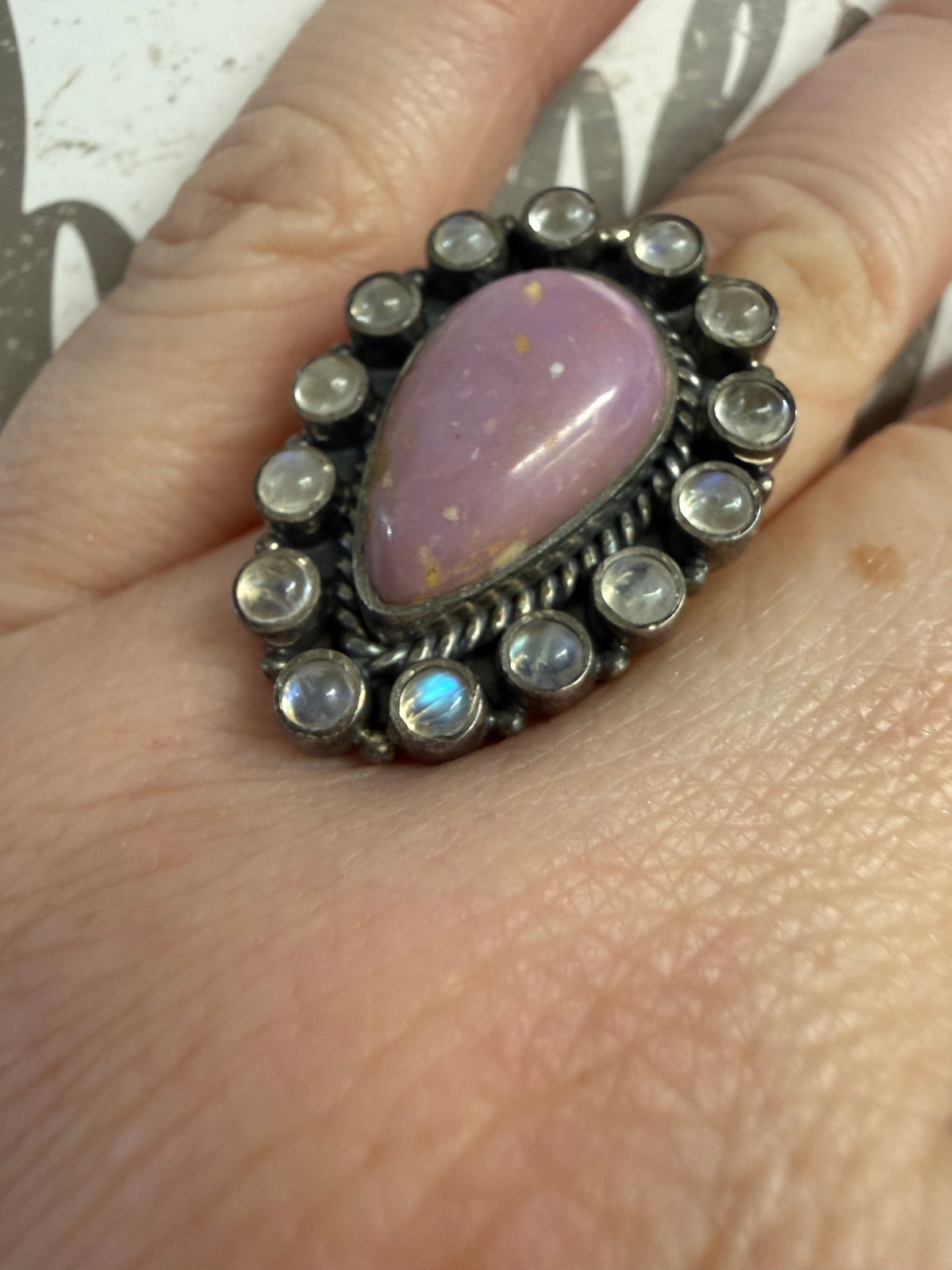 Purple Jasper TearDrop MoonStone Cluster RIng | Queen Bee Boutique