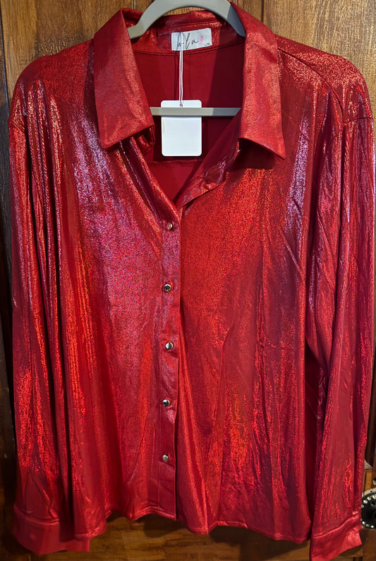 Fire Engine Red Shine Top