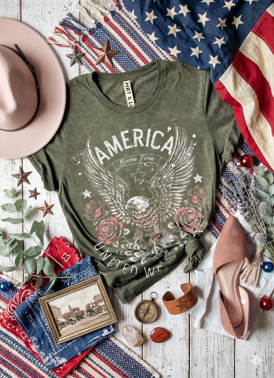 AMERICA UNITED WE STAND MINERAL GRAPHIC TEE | Queen Bee Boutique