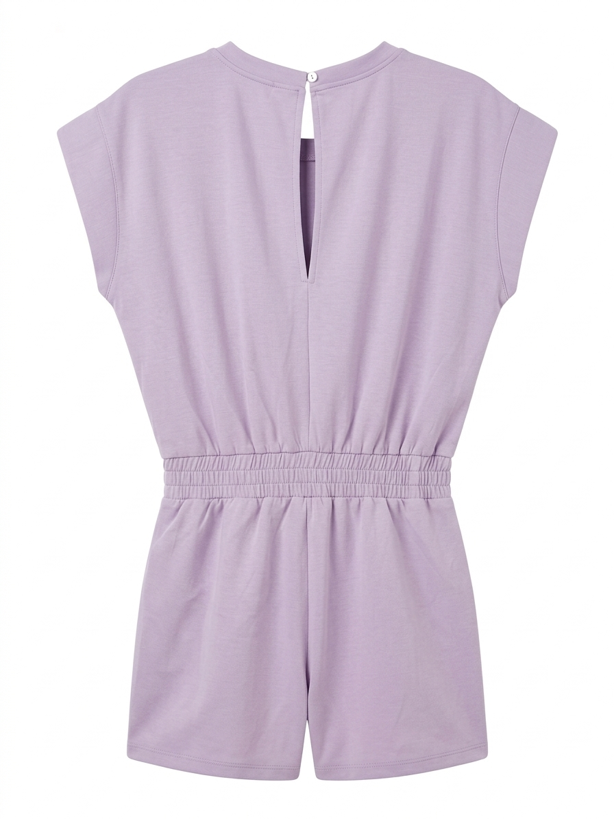 Lilac Scuba Material Romper Active Wear Short Sleeve | Queen Bee Customs