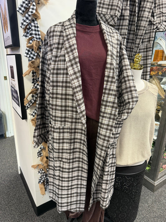 Long Fall Plaid Coat