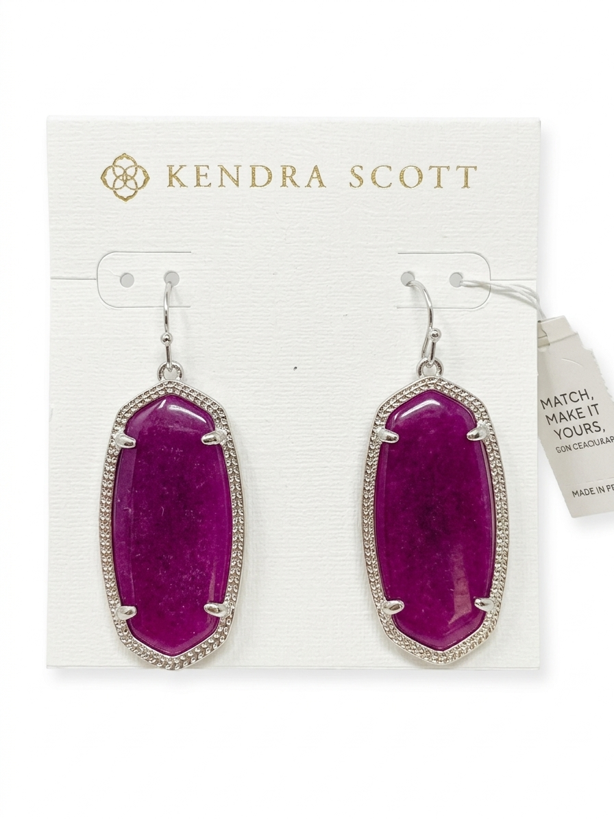 K.S. Elle Rhodium Silver Purple Jade Drop Dangle Earrings Jewelry KS - Women | Color: Silver/Purple/Jade