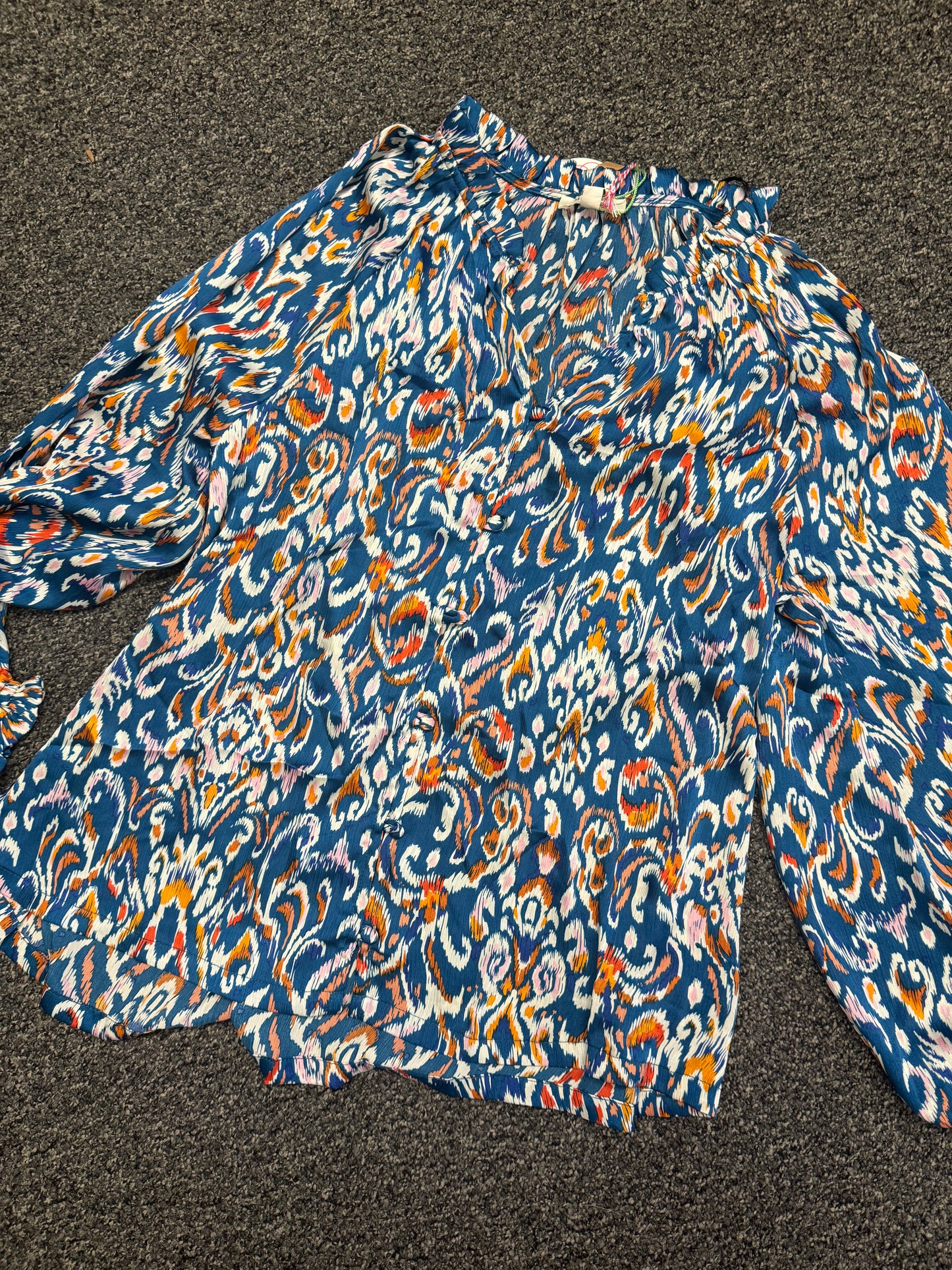 Navy Orange White Paisley Silky Dress Top | Queen Bee Boutique