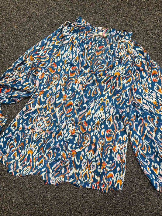 Navy Orange White Paisley Silky Dress Top | Queen Bee Boutique