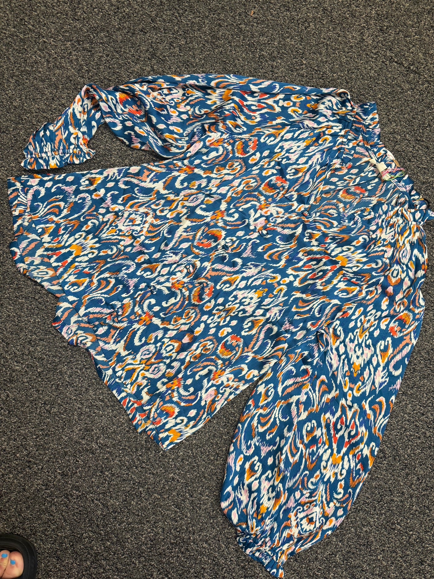 Navy Orange White Paisley Silky Dress Top | Queen Bee Boutique