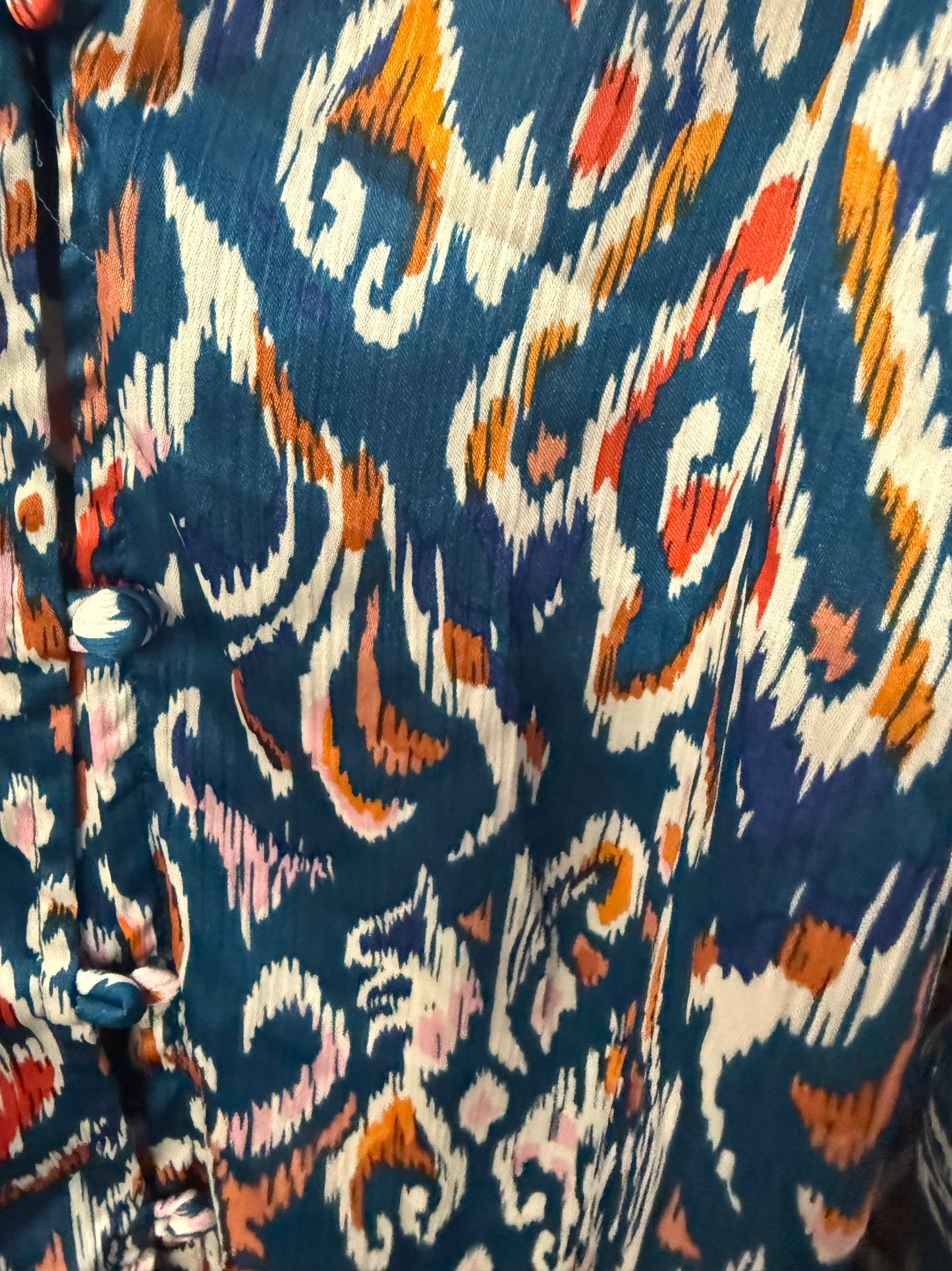 Navy Orange White Paisley Silky Dress Top | Queen Bee Boutique