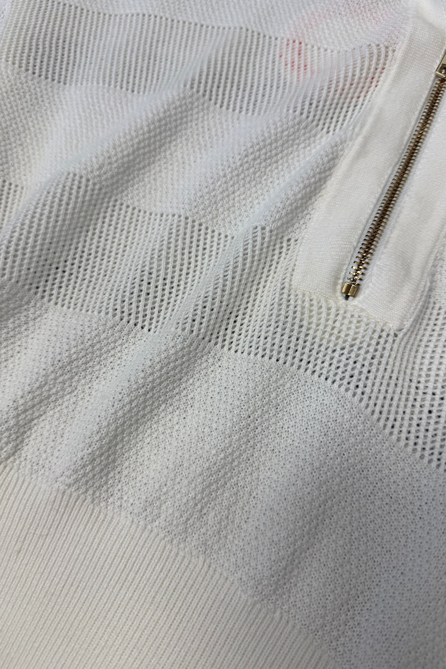 Off White Open Knit Top 1/2 Zip | Queen Bee Boutique