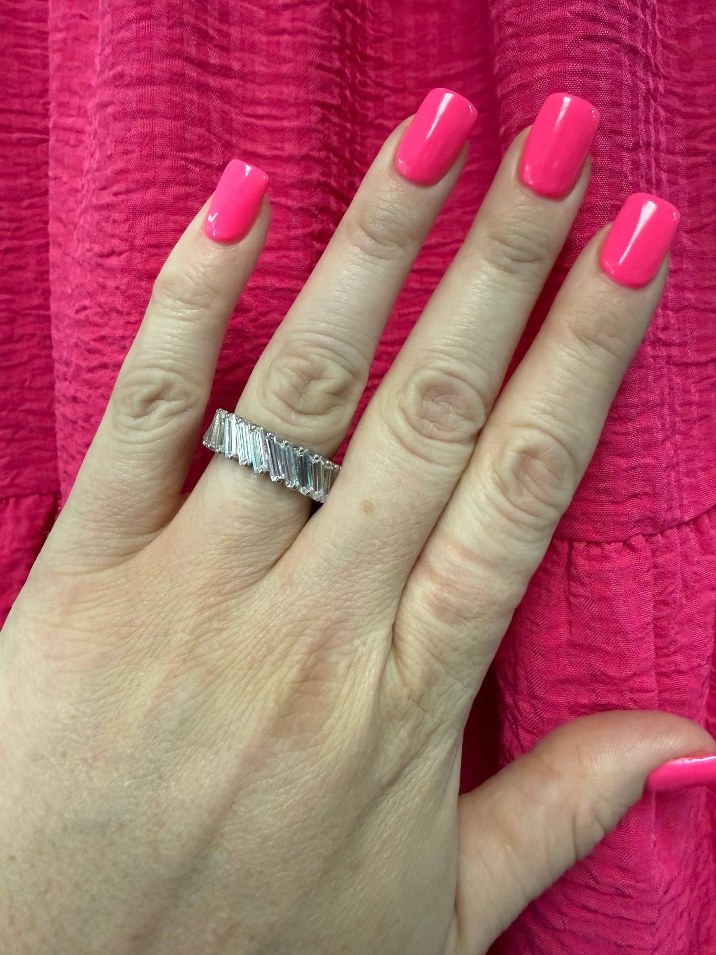 Side Slant CZ Eternity Ring | Queen Bee Boutique