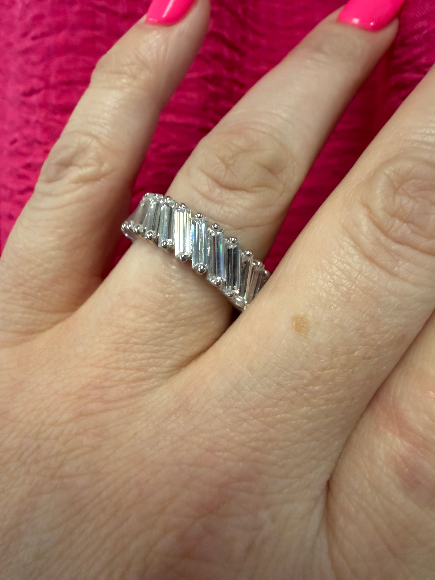 Side Slant CZ Eternity Ring | Queen Bee Boutique