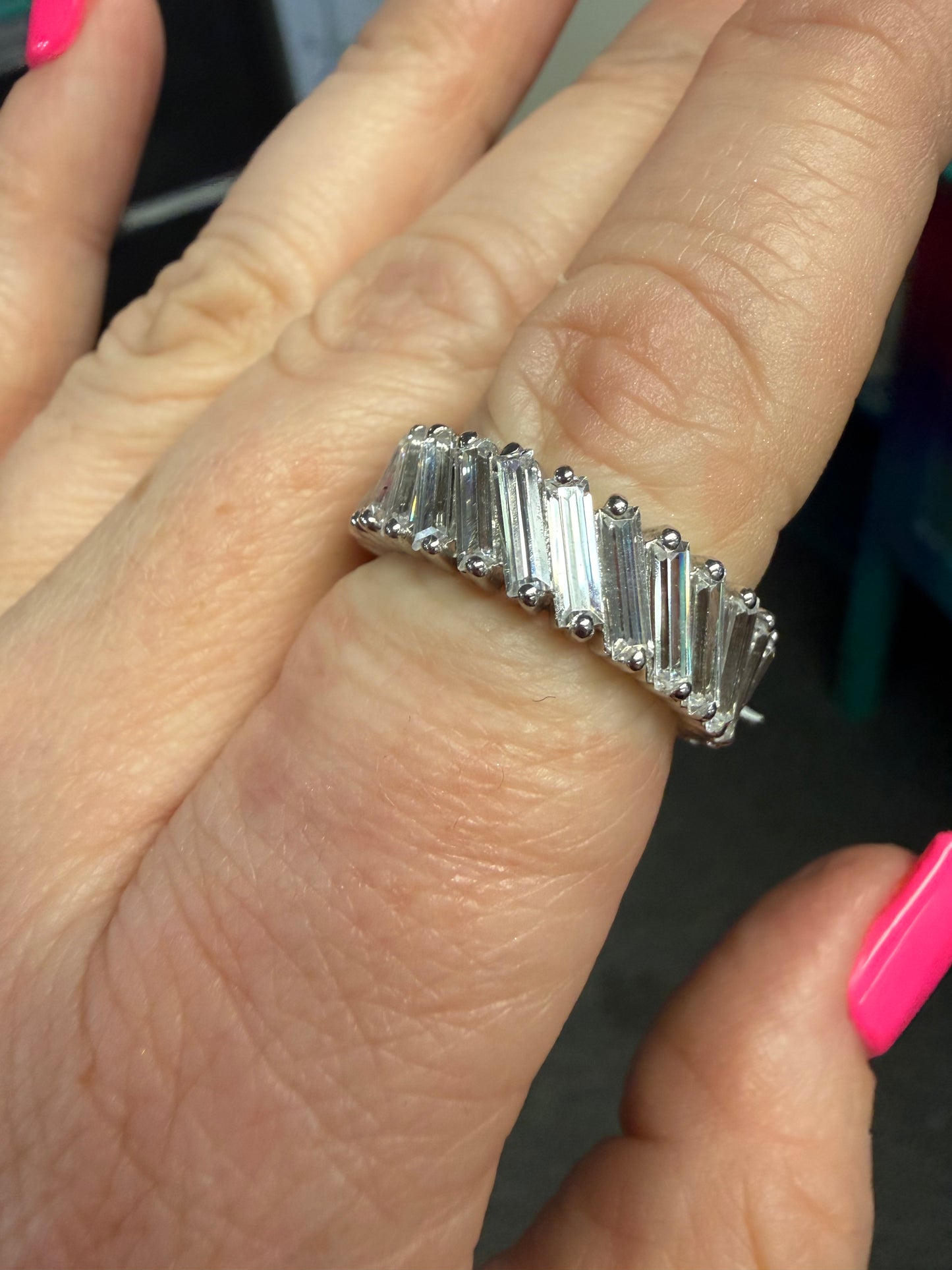 Side Slant CZ Eternity Ring | Queen Bee Boutique