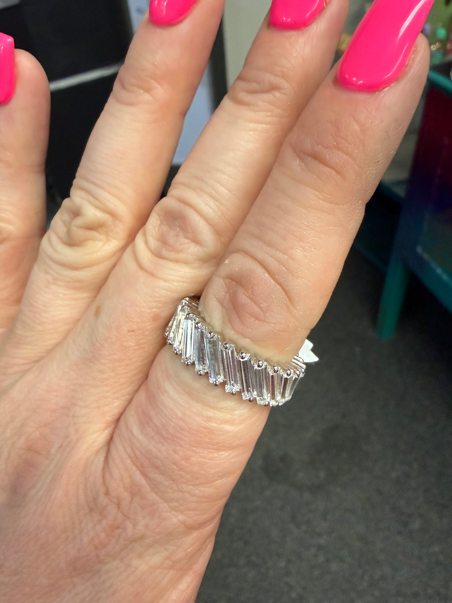Side Slant CZ Eternity Ring | Queen Bee Boutique